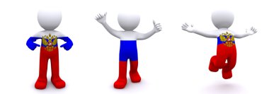 3d character textured with flag of Russia clipart