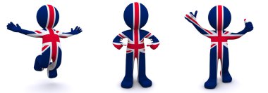 3d character textured with flag of UK clipart