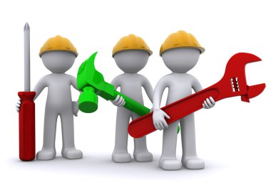 Team of construction worker with equipment clipart