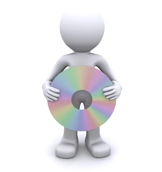 stock image 3d character holding compact disk