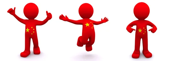 stock image 3d character textured with flag of China