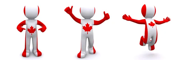 3d character textured with flag of Canada — Stock Photo, Image