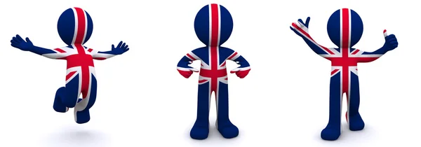 3d character textured with flag of UK — Stock Photo, Image