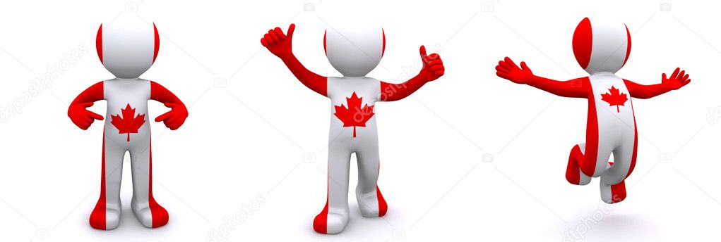 3d character textured with flag of Canada