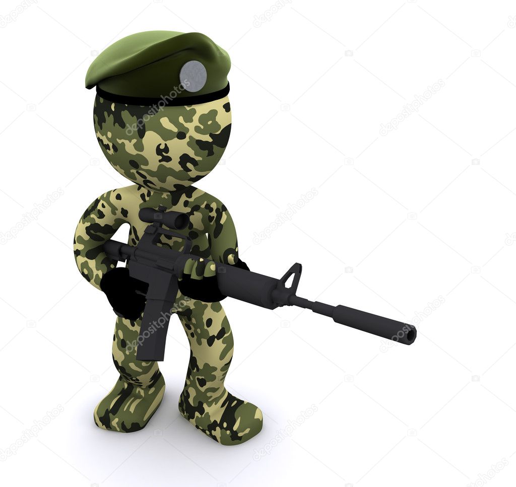 3d soldier textured with camouflage