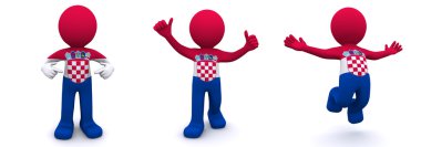 Hırvatistan bayrağı ile dokulu 3d karakter