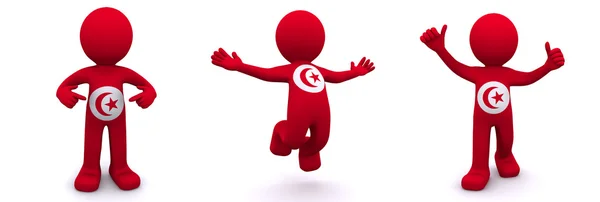 3D-Charakter texturiert mit Flagge von Tunis — Stockfoto
