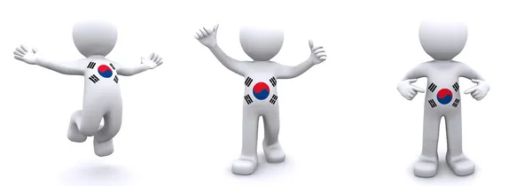 3D характер текстурирован с флагом Южной Кореи — стоковое фото