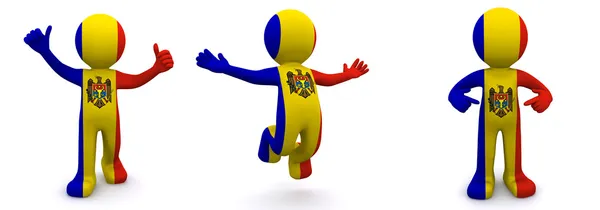 stock image 3d character textured with flag of Moldova