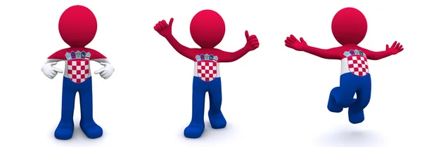 クロアチアの旗と織り目加工 3 d キャラクター — ストック写真