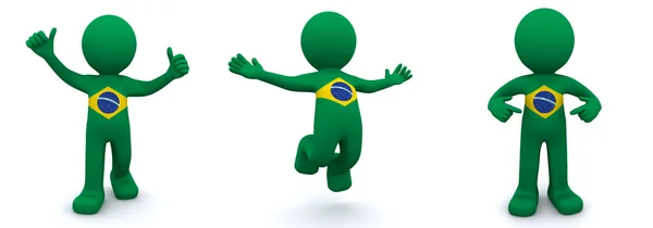 3d character textured with flag of Brazil — Stock Photo, Image
