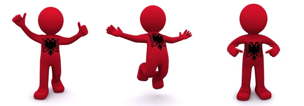 3D-Charakter strukturiert mit albanischer Flagge — Stockfoto