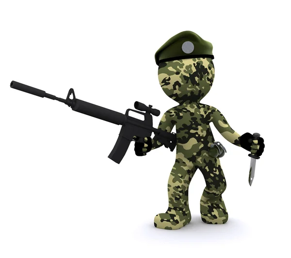 3D-soldaat getextureerde met camouflage — Stockfoto