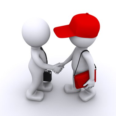 3d businessman shaking hands with customer clipart