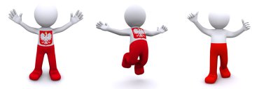 3d character textured with flag of Poland clipart