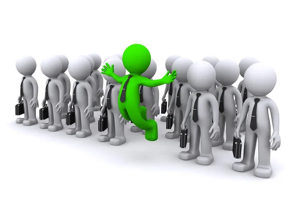 Uniqe 3d character standing out from the crowd — Stock Photo, Image
