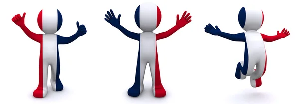 Fransa bayrağı ile dokulu 3d karakter — Stok fotoğraf