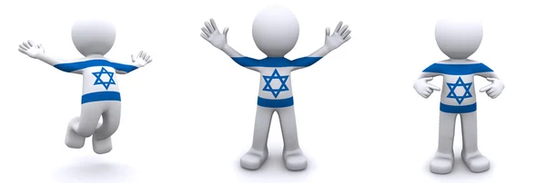 3d character textured with flag of Israel — Stock Photo, Image