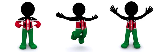 3d character textured with flag of Kenya — Stock Photo, Image