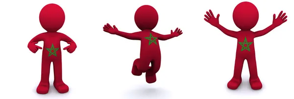 3D-Charakter strukturiert mit marokkanischer Flagge — Stockfoto