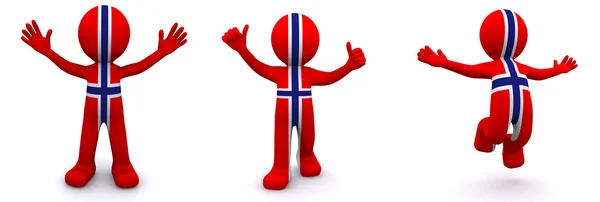 3d character textured with flag of Norway — Stock Photo, Image
