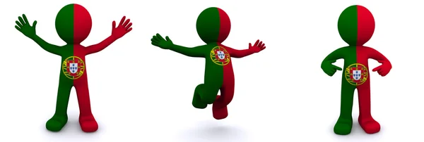 Personagem 3d texturizado com bandeira de Portugal — Fotografia de Stock