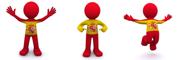 3D-Charakter strukturiert mit Flagge von Spanien — Stockfoto