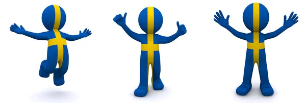 3d character textured with flag of Sweden — Stock Photo, Image