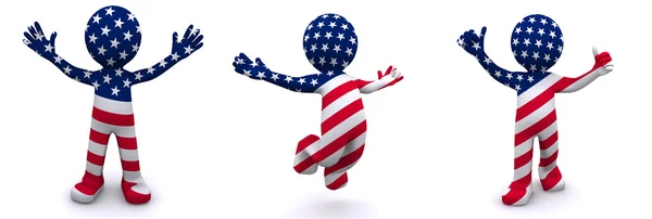 3d character textured with flag of USA — Stock Photo, Image