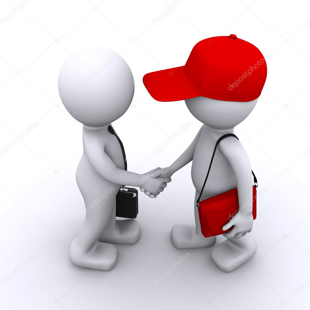 3d businessman shaking hands with customer