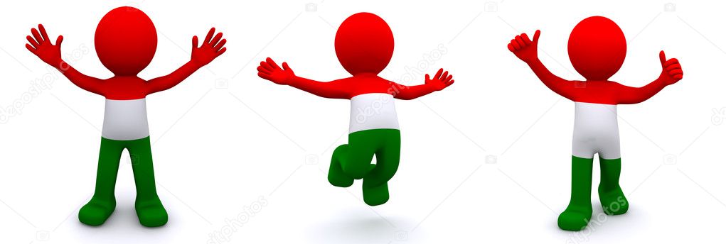 3d character textured with flag of Hungary