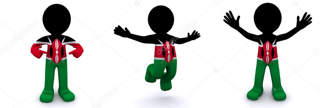 3d character textured with flag of Kenya