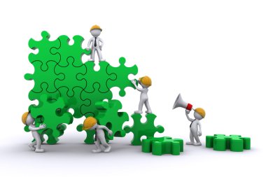 Business team work building a puzzle. Buuilding business concept. clipart