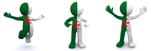 3d character textured with flag of Algeria — Stock Photo, Image