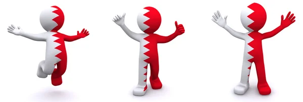 3d character textured with flag of Bahrain — Stock Photo, Image