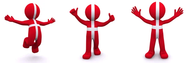 3d character textured with flag of Denmark — Stock Photo, Image