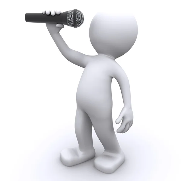 3D співак з мікрофоном — стокове фото