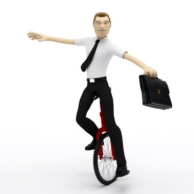 Businessman balancing on unicycle. Conceptual business illustration clipart