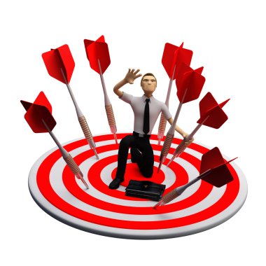 Businassman standing on the archery board. Conceptual business illustration clipart