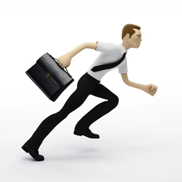 Uomo d'affari in corsa con una valigetta — Foto Stock