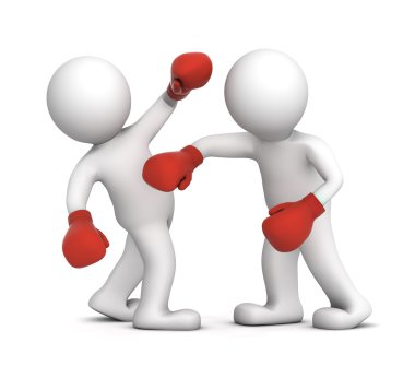 Two boxers during the boxing match clipart