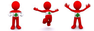 Lübnan bayrağı ile dokulu 3d karakter