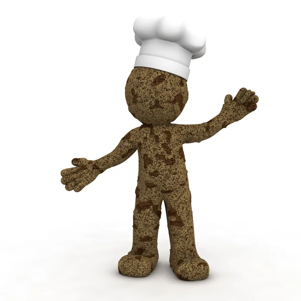 Happy 3d baker textured as chocolate cookie — Stock Photo, Image