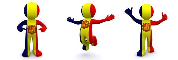 3D χαρακτήρα υφής με σημαία της Ανδόρρας — Φωτογραφία Αρχείου