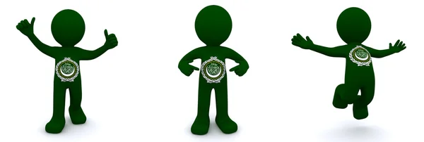 3d personagem texturizado com bandeira da Liga dos Estados Árabes — Fotografia de Stock
