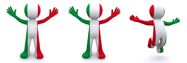 3D-Charakter strukturiert mit Flagge von Italien — Stockfoto