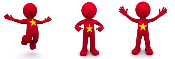 3d personagem texturizado com bandeira do Vietnã — Fotografia de Stock