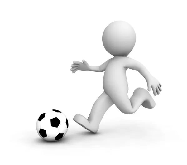 Jucătorii de fotbal 3D care rulează după minge — Fotografie, imagine de stoc
