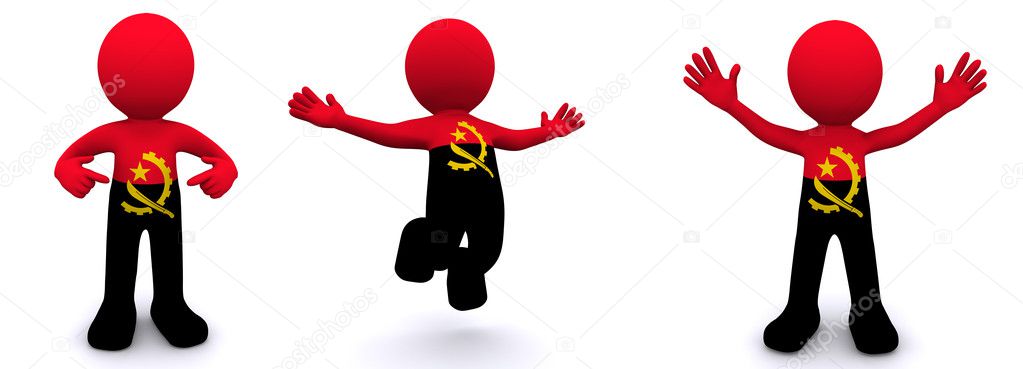 3d character textured with flag of Angola