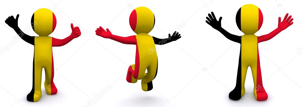 3d character textured with flag of Belgium